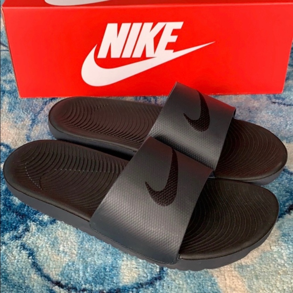 Nike Kawa Men Slides Sandals Black New With Box